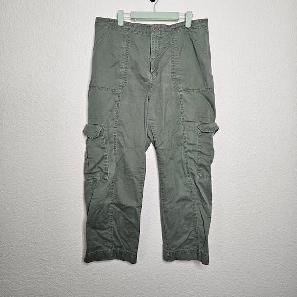 Abercrombie & fitch green baggy cargo pants women's size 16S Y2K style military - Picture 1 of 7